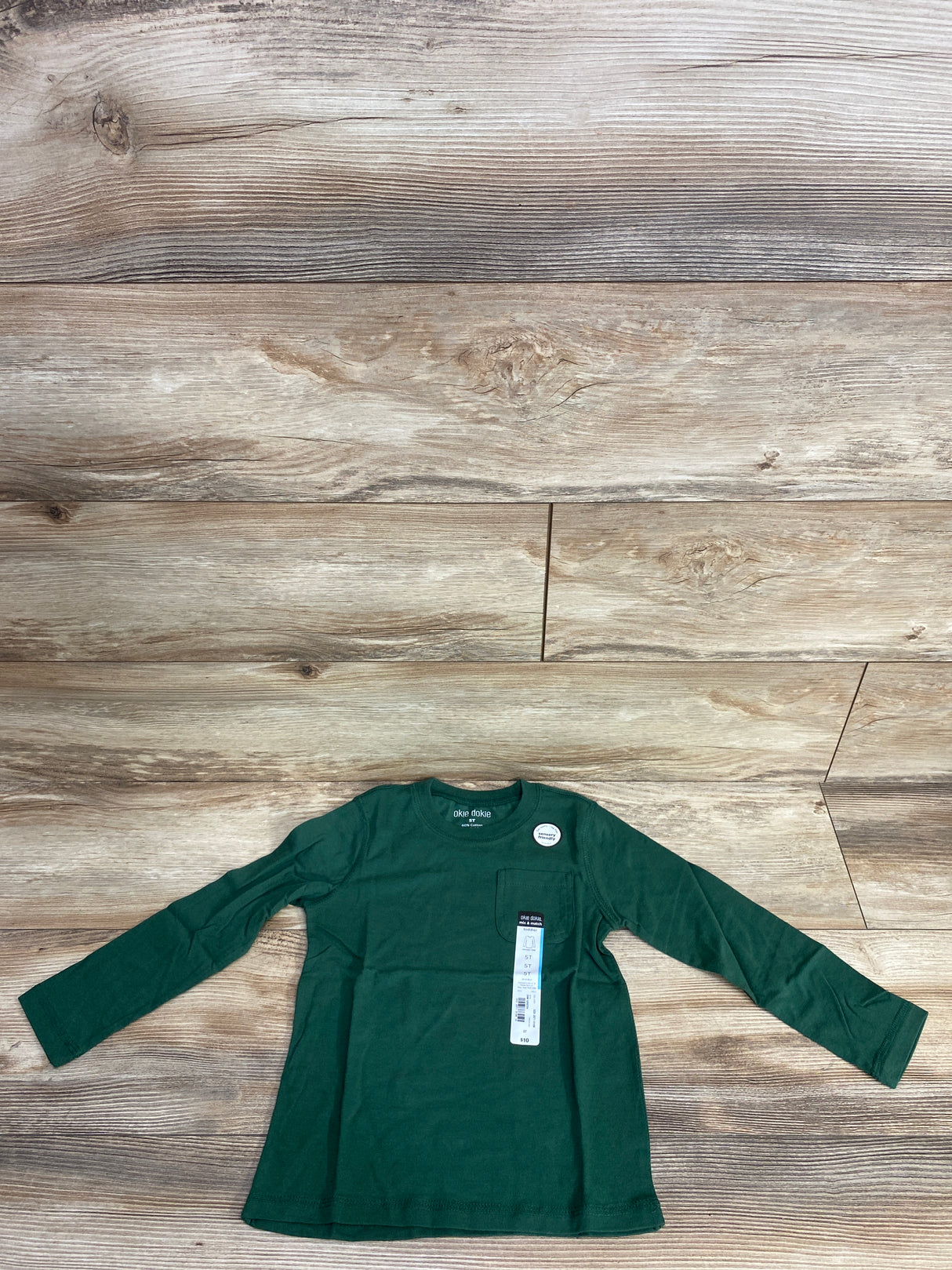 NEW Okie Dokie Solid Green Pocket T-shirt sz 5T