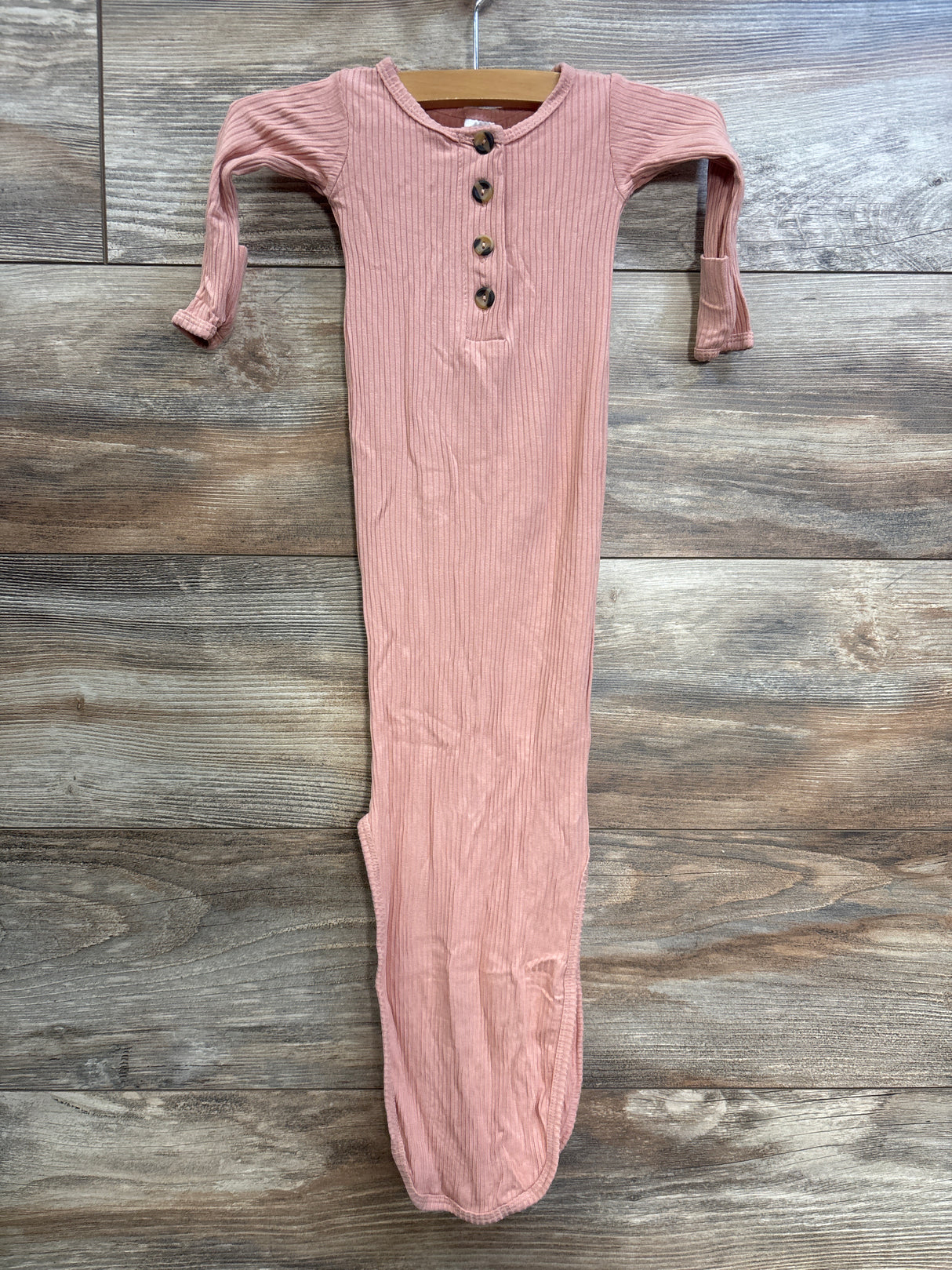 Lou Lou Ribbed Henley Knotted Gown Coral sz Newborn