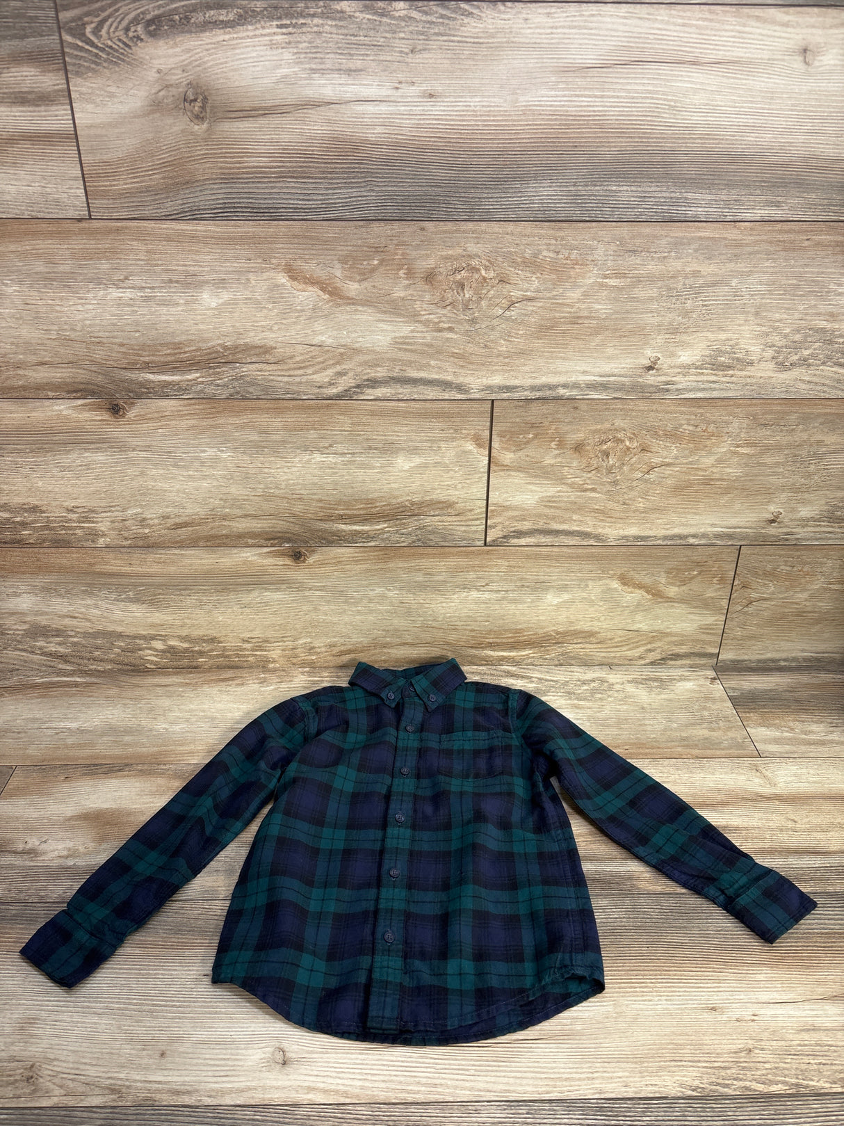 Janie & Jack Tartan Flannel Shirt in Dark Emerald sz 5