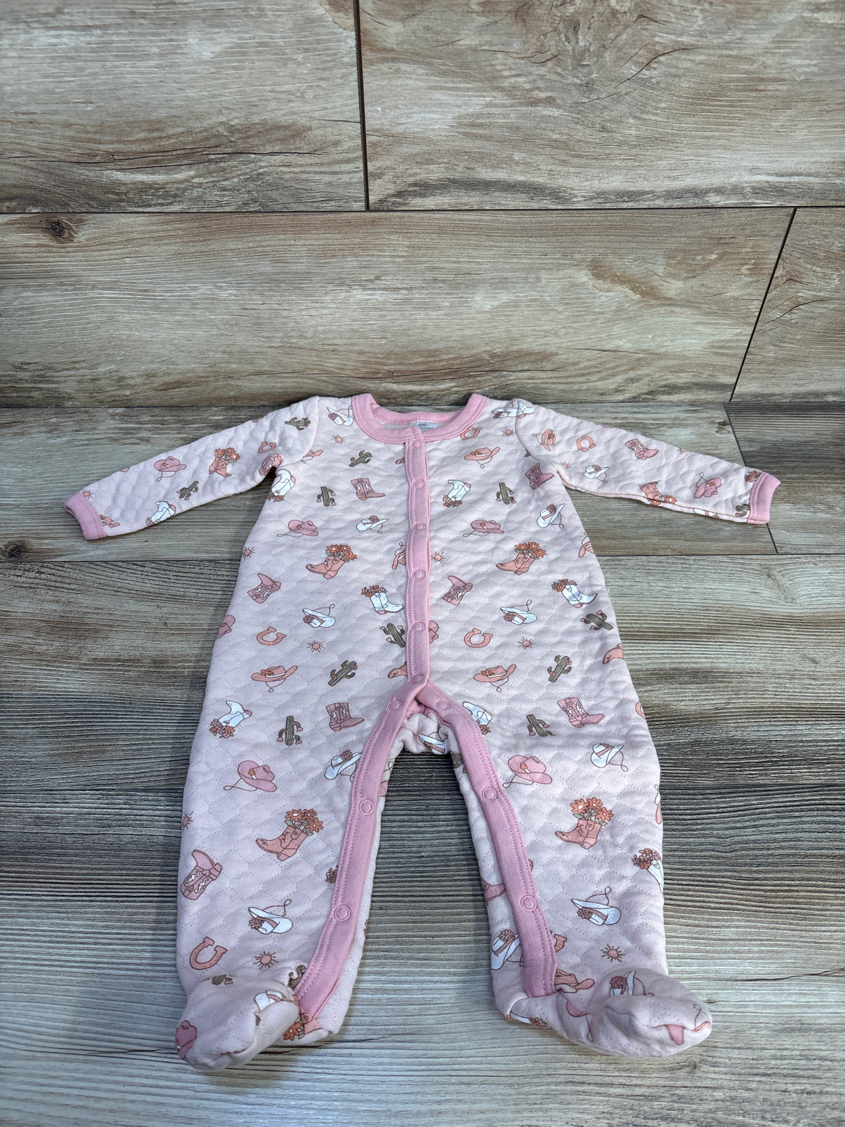 Little Beginnings Western Quilted Sleeper Pink sz 3-6m