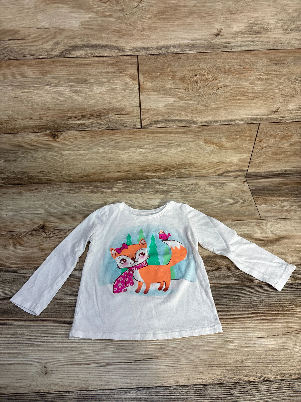 Children's Place Winter Fox Shirt White sz 4T