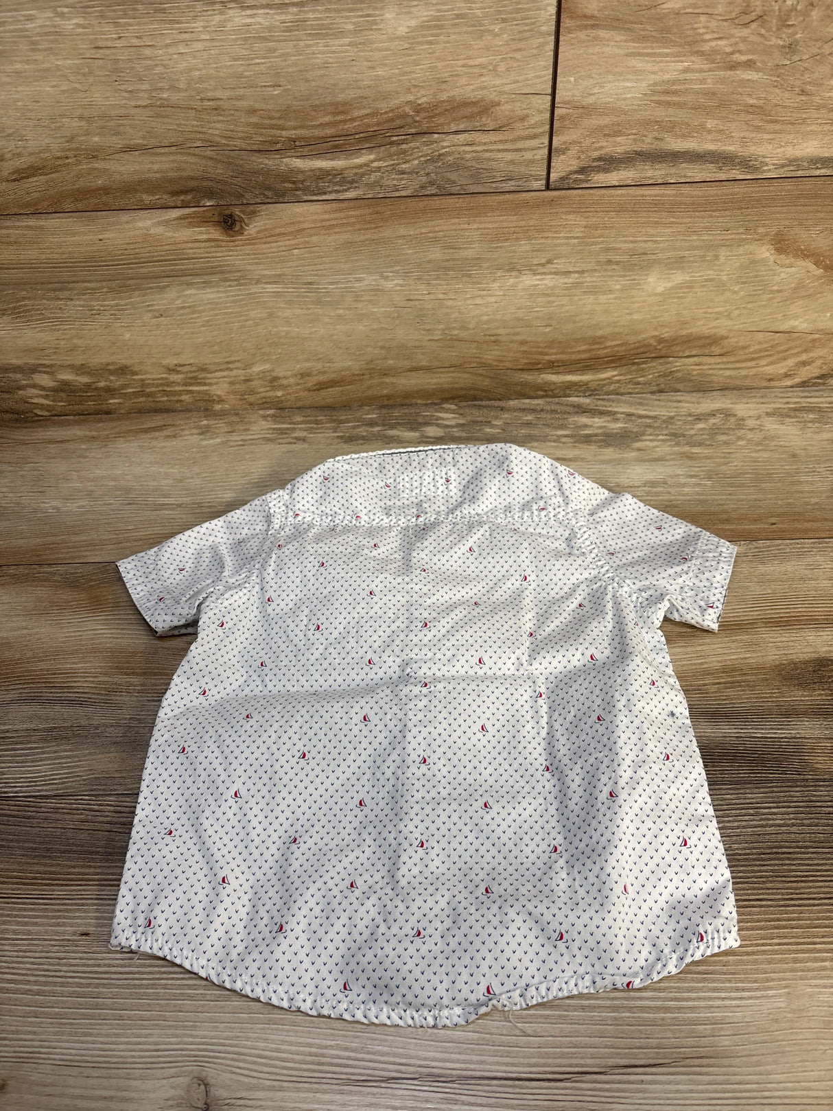 Free Planet Boat Print Button Up Shirt White sz 2T