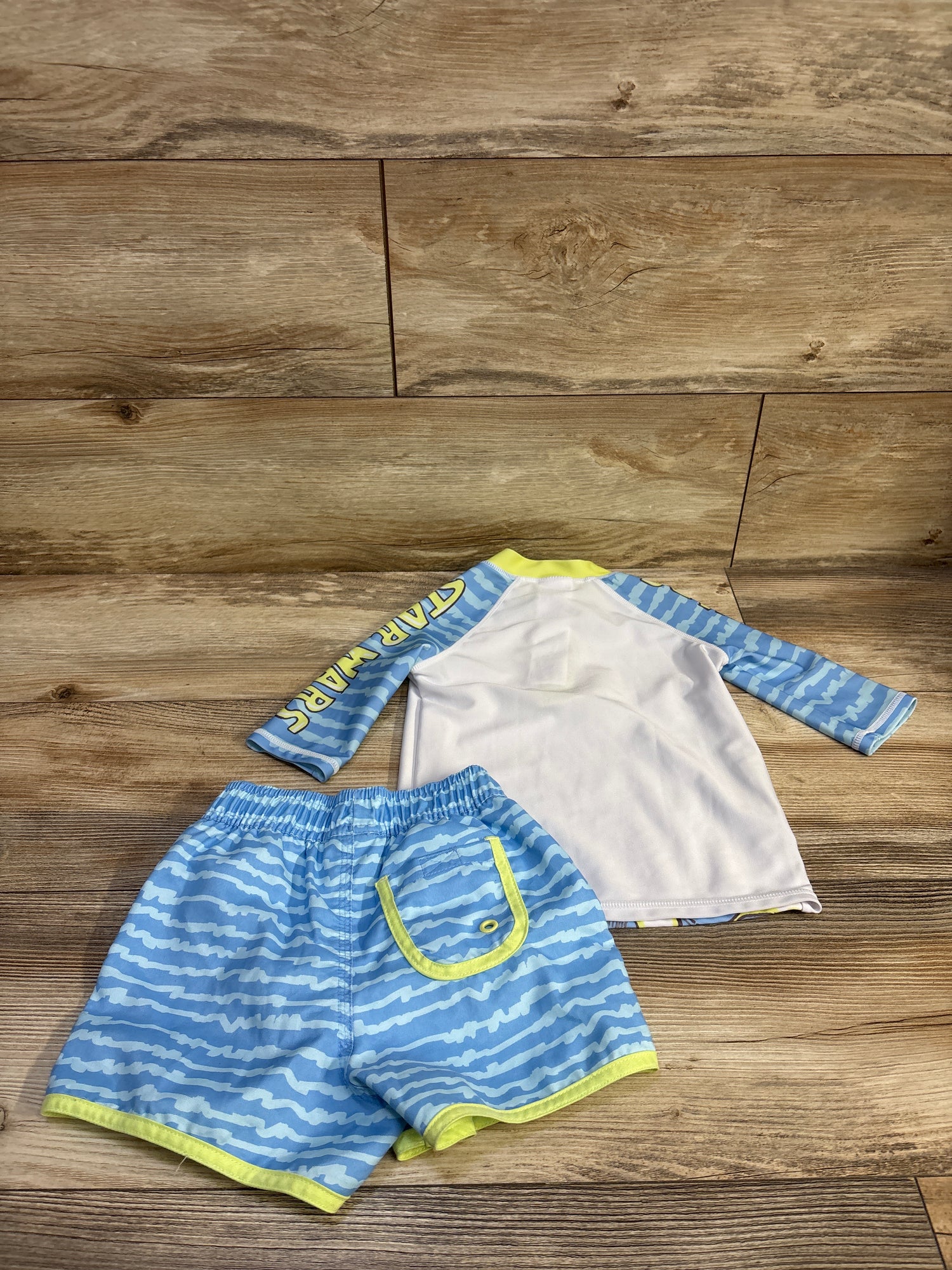Disney Store 2pc Star Wars Rash Guard & Swim Trunks Set Blue sz 4T