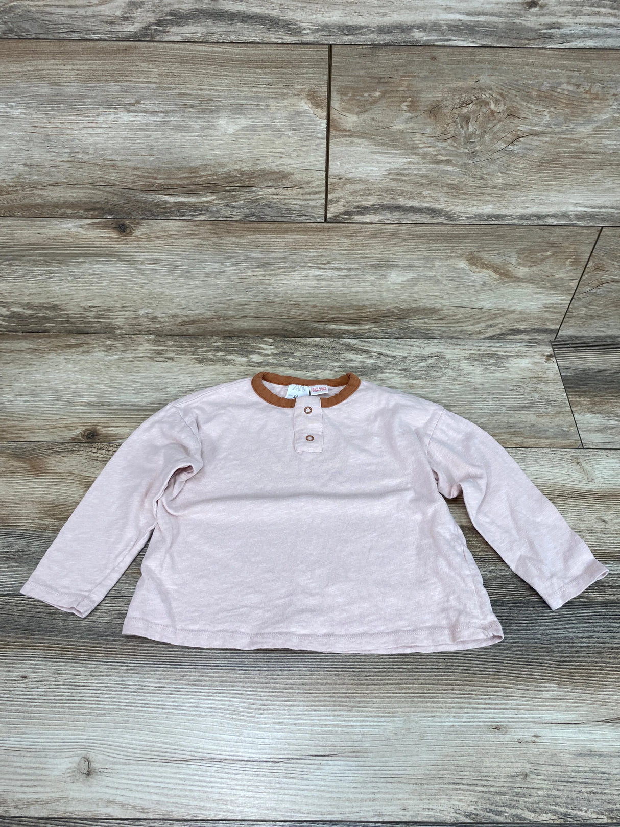 Zara Henley Long Sleeve Pink Shirt sz 2-3T