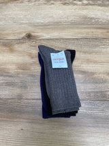 NEW Cat & Jack Kids' 3pk Dress Socks Gray/Black/Navy Blue Sz 3Y-10Y