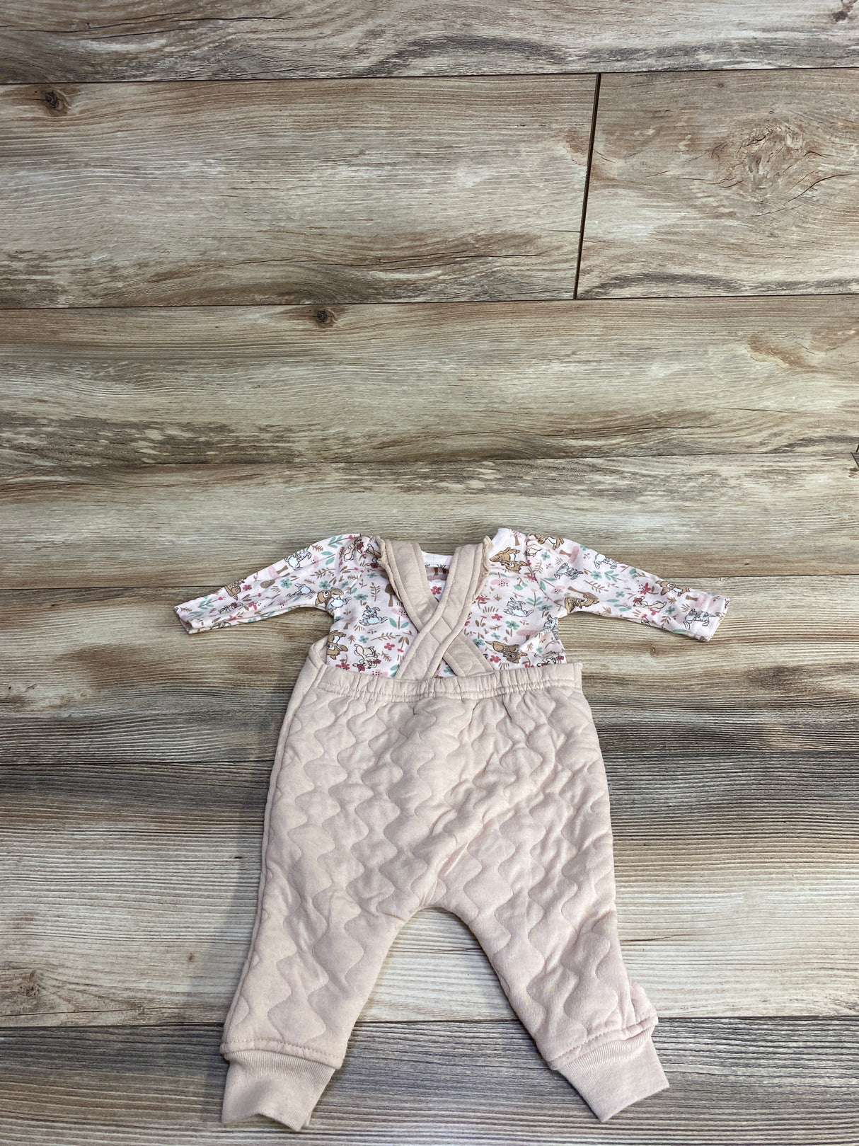 Disney Baby Bambi Coverall & Shirt Set Beige sz 0-3m