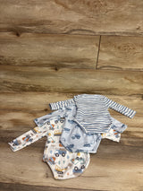 Baby Essentials 3pk Long Sleeve Bodysuits Blue sz 3m
