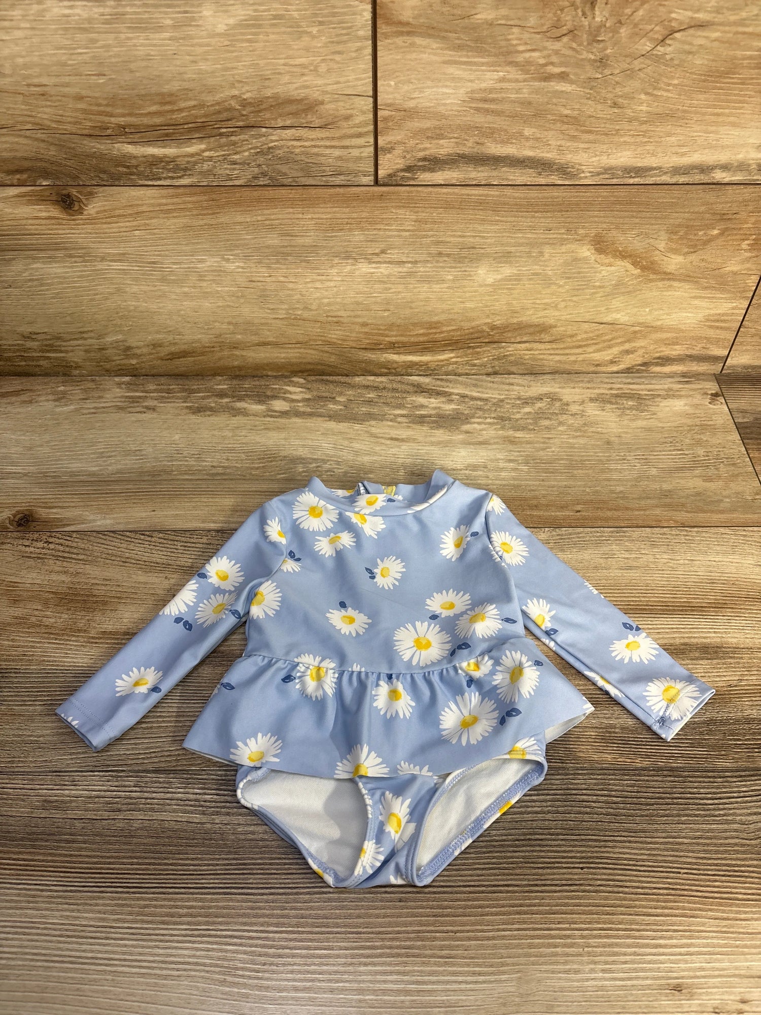 Carter's 1pc Long Sleeve Peplum Rash Guard Swimsuit Blue sz 3m