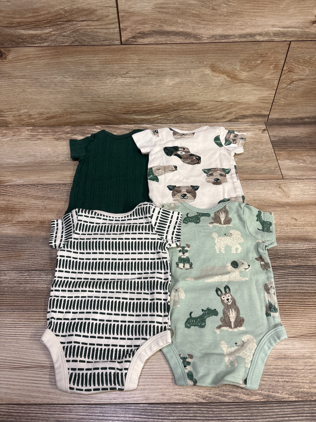 Member's Mark 4pk Organic Bodysuits Green sz Newborn