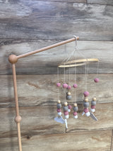 Wooden Cloud Mobile for Crib, Pink