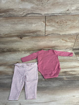 Carter's 2pc Floral House Print Bodysuit & Striped Ribbed Bottoms Pink sz 6m