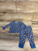 Little Me 2pc Bamboo Football Pajama Set Blue sz 12m