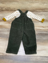 Old Navy 2pc Striped Shirt & Corduroy Overalls White/Green sz 3-6m