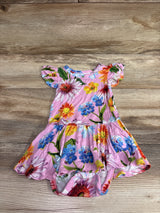 Posh P. Floral Bamboo Twirl Skirt Bodysuit Dress Pink sz 12-18m