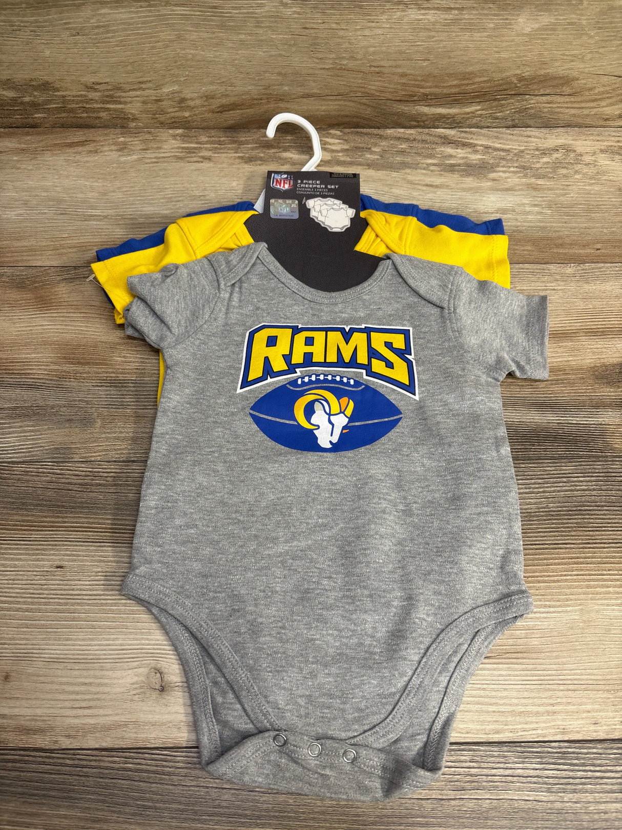 NEW NFL Los Angeles Rams 3pk Creeper Set sz 12m