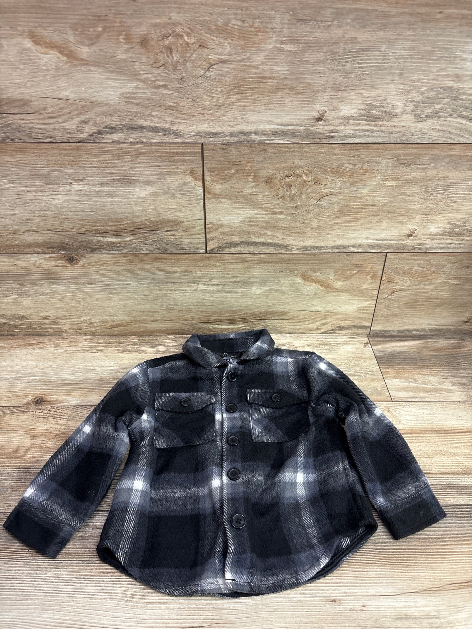 George. Plaid Fleece Button-Up Jacket Grey sz 4T