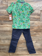 NEW Cat & Jack 3pc Floral Button-Up Set Green sz 5T