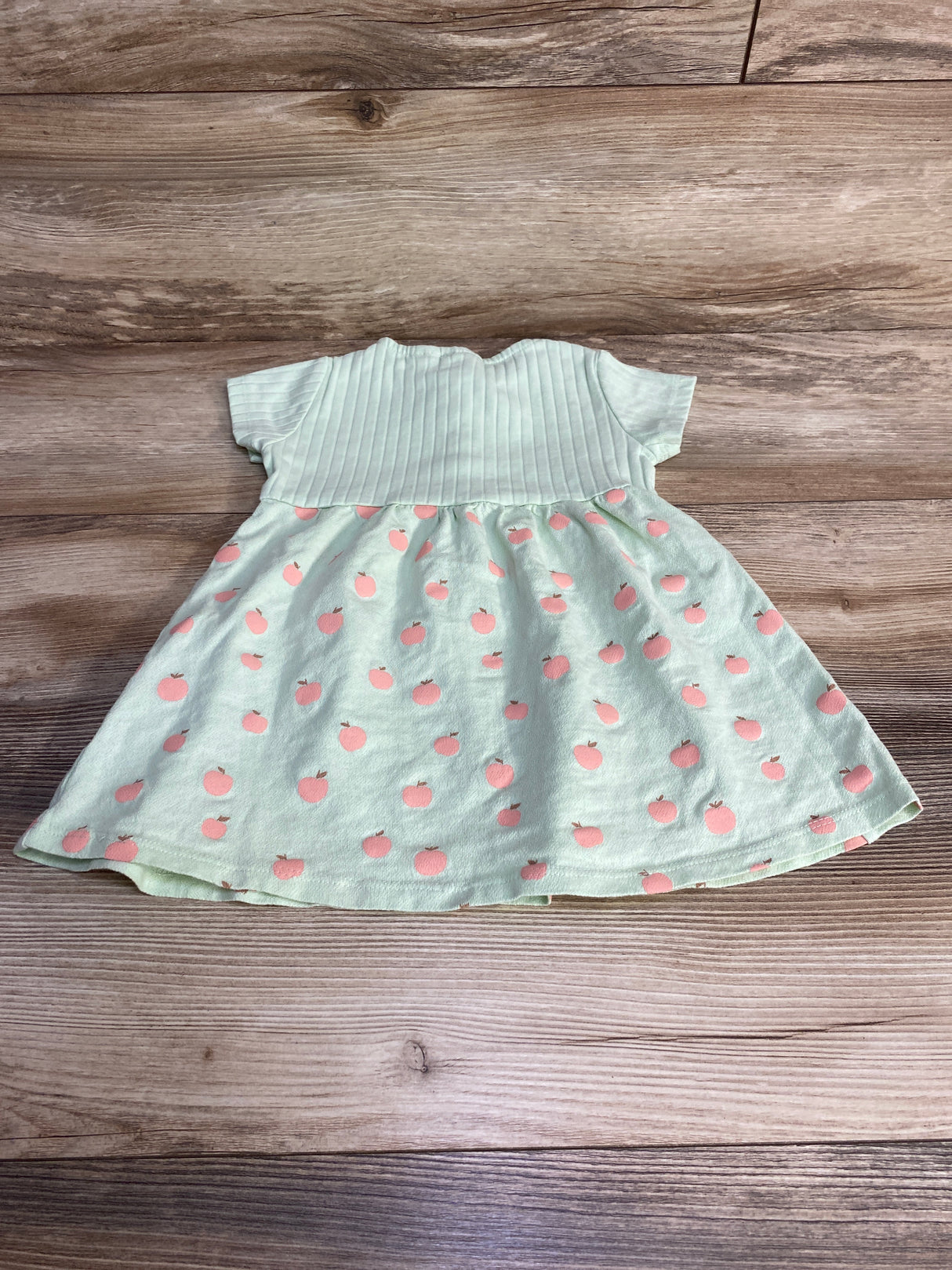 Zara Henley Apple Print Dress Green sz 12-18m