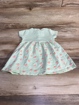 Zara Henley Apple Print Dress Green sz 12-18m