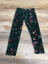 Zara Girls Velvet Floral Leggings Green sz 5T