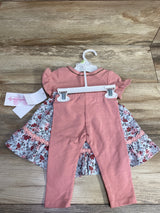NEW Bonnie Baby 2pc Floral Metallic Dress & Bottoms Set Pink sz 3-6m