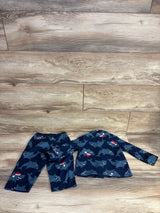 Just One You 2pc Coat Style Shark Christmas Pajama Set Navy sz 18m
