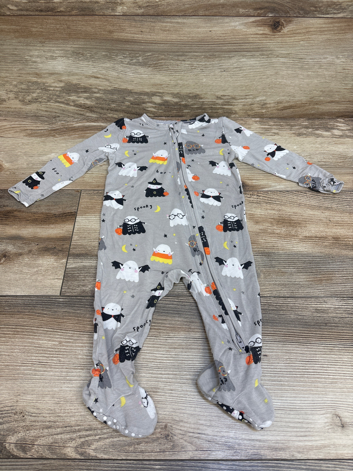 Angel Dear Bamboo Ghost Zip Sleeper Grey sz 3-6m