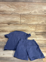 Bearpaw 2pc Gauze Button-Up Shirt & Shorts Set Blue sz 5/6T