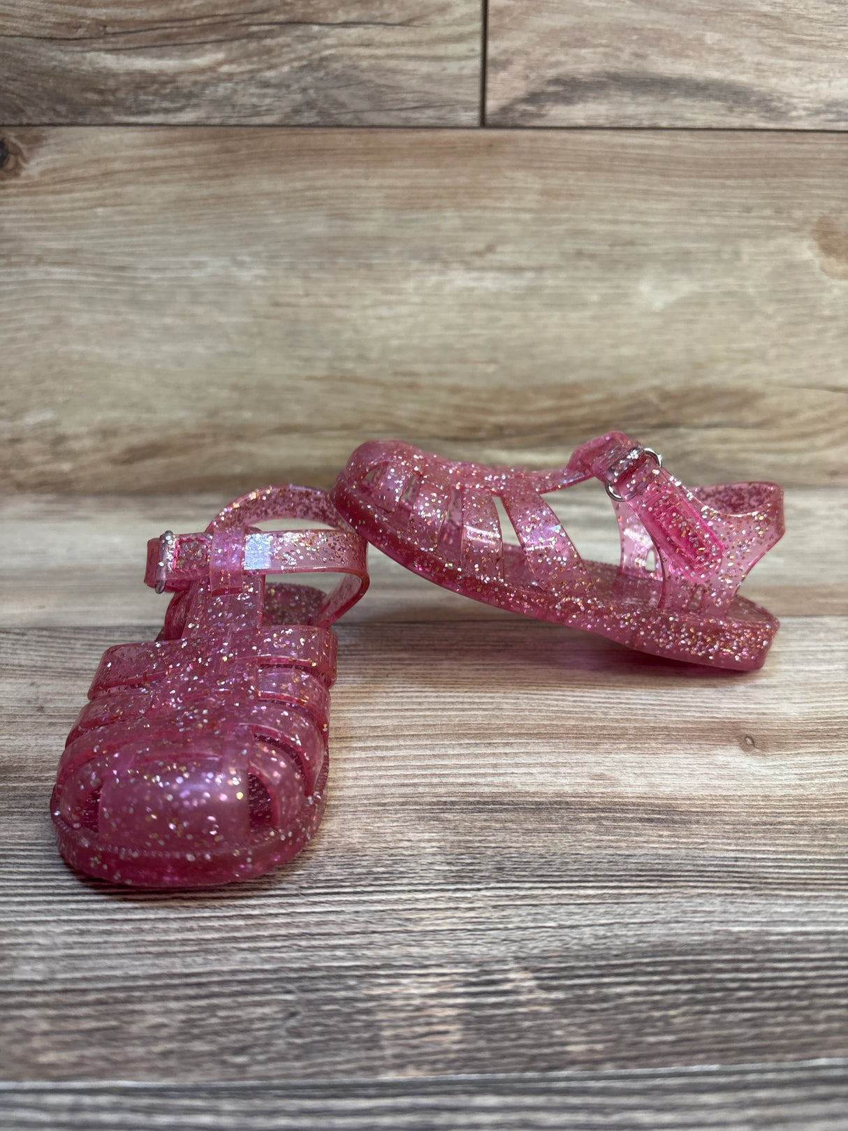 OshKosh Jelly Fisherman Sandals Glittery Pink sz 6c