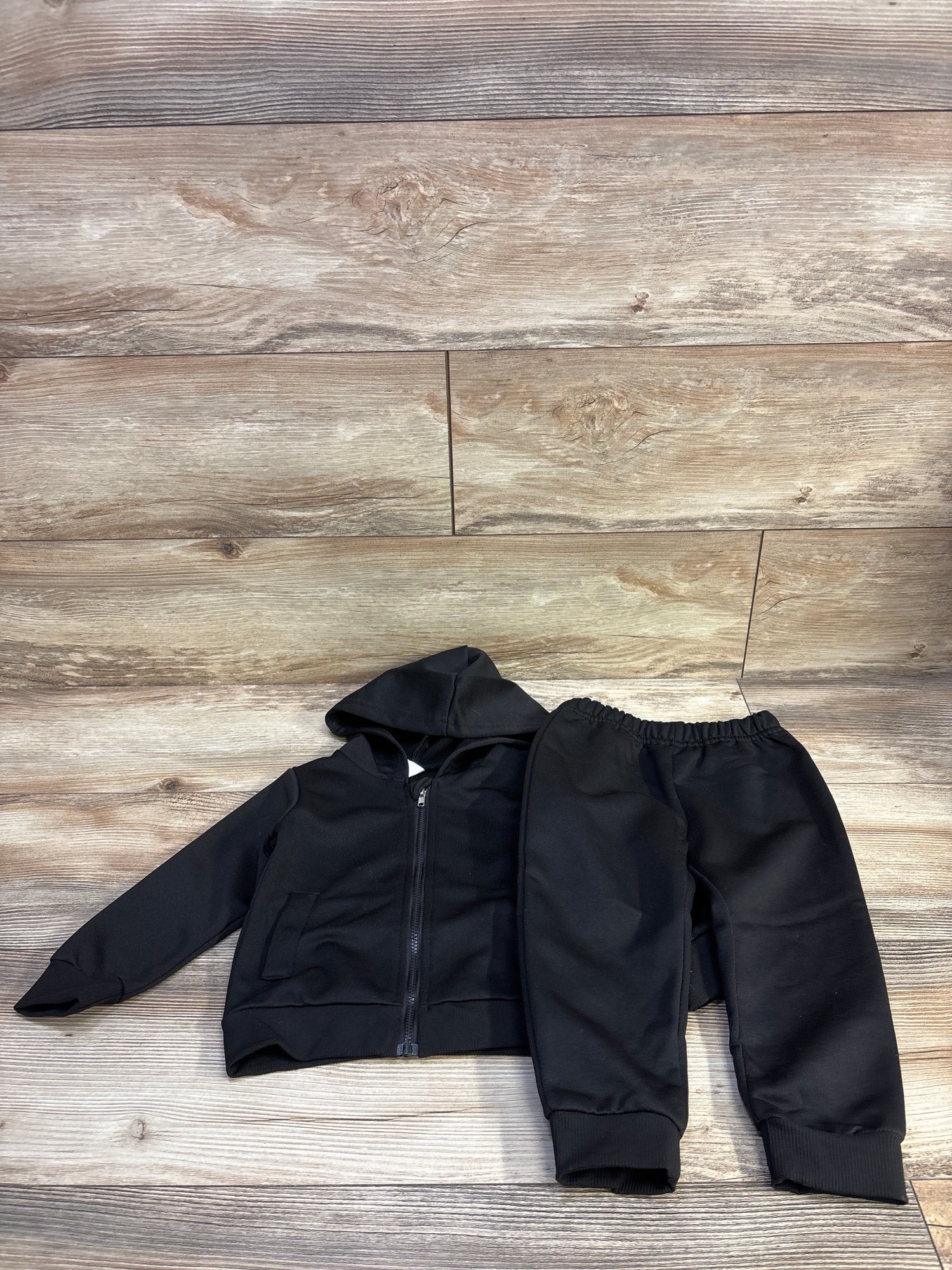 Shein 2pc Zip-Up Jacket & Joggers Set Black sz 18-24m