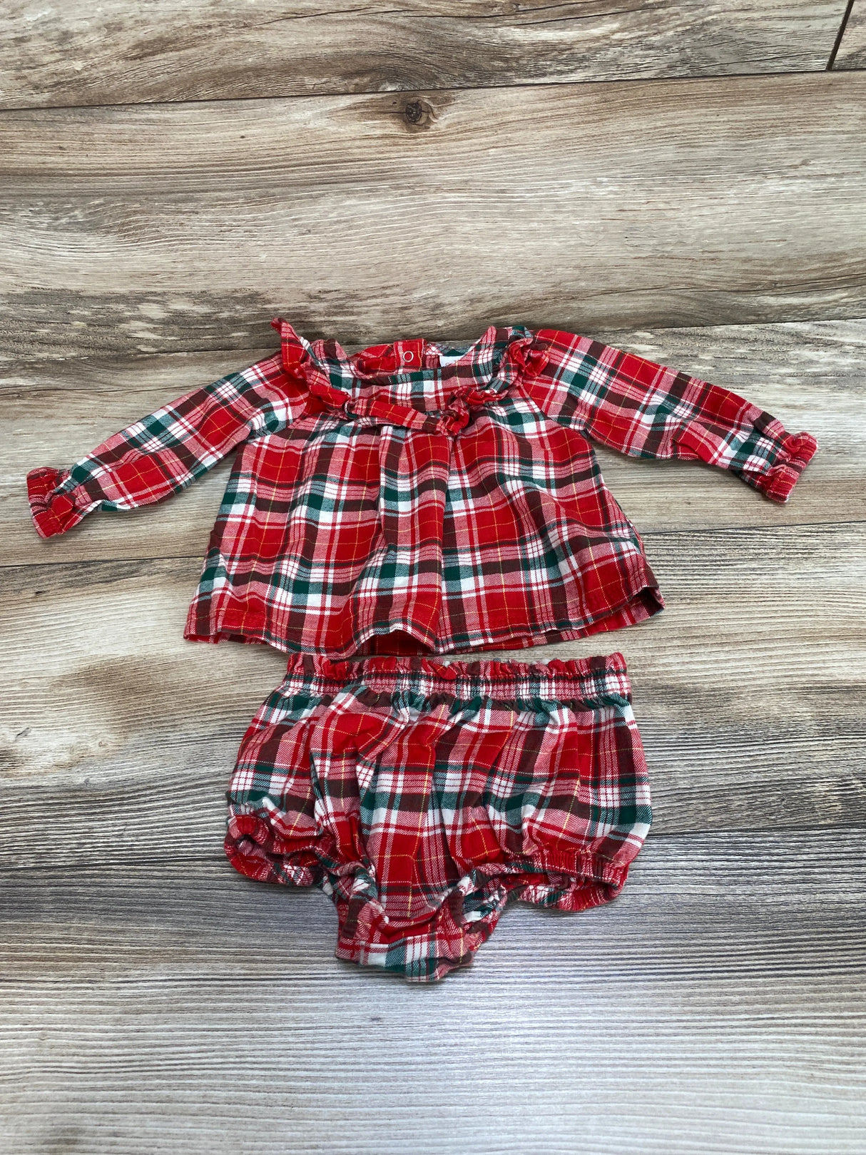 Cat & Jack Plaid Top & Bloomers Red sz 3-6m