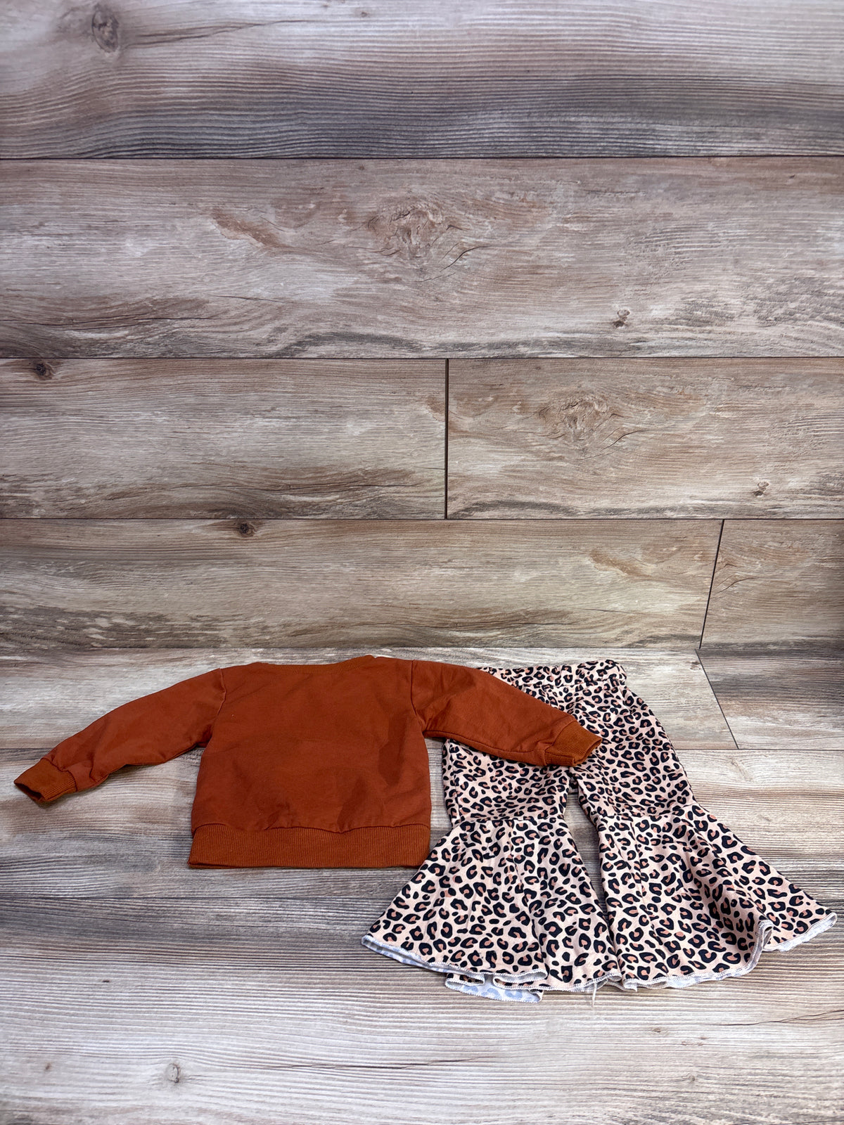 Springcmy 2pc Thankful Sweatshirt & Flare Leopard Pants Brown sz 9-12m