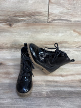 Old Navy Faux-Patent Leather Lace-Up Combat Boots Black sz 10c