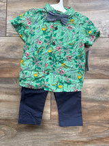 NEW Cat & Jack 3pc Floral Button-Up Set Green sz 12m