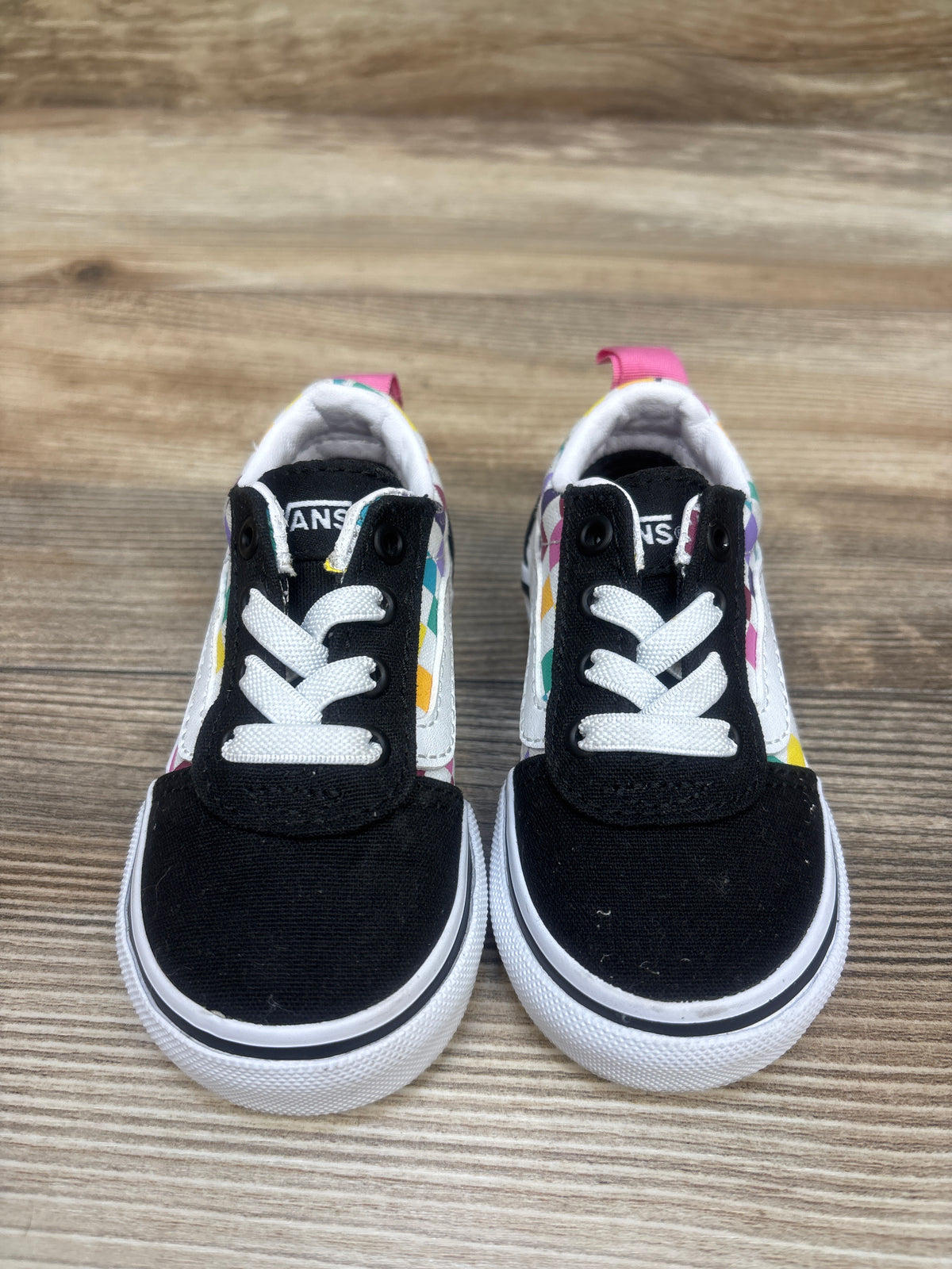 Vans Old Skool V Rainbow Checkerboard Sneakers sz 4c
