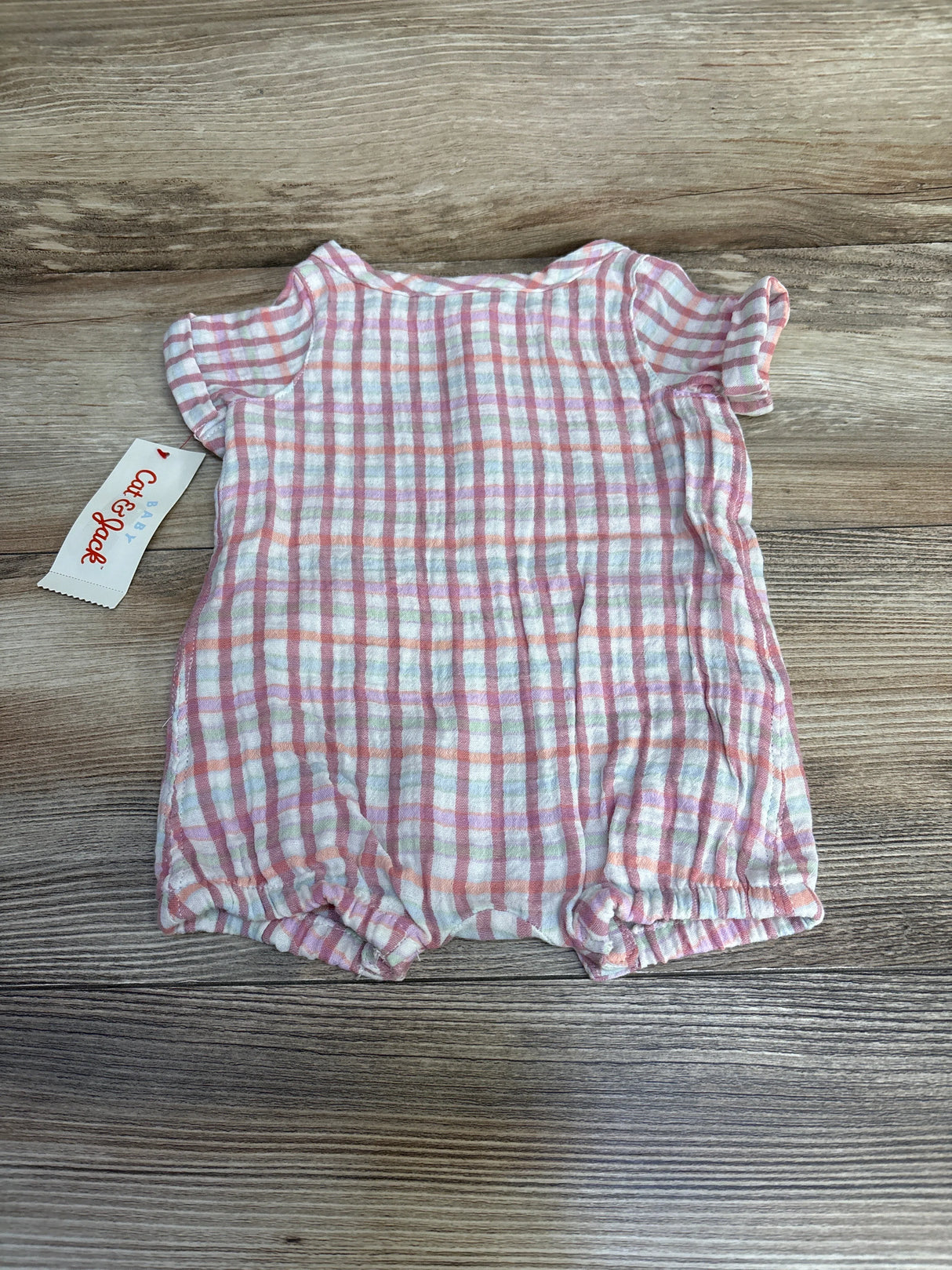 NEW Cat & Jack Plaid Shortie Romper Pink sz 0-3m - Me n Mommy To Be