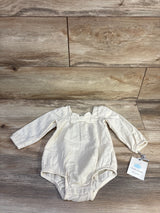 New Cloud Island Bow Long Sleeve Cream Romper sz 6-9m
