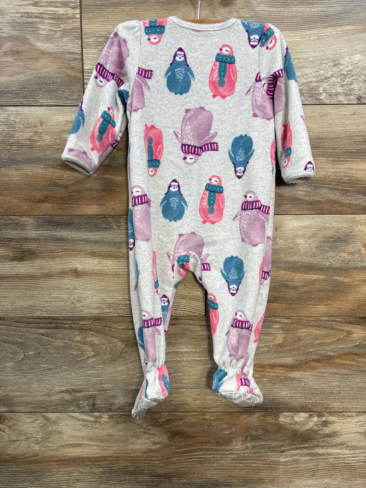 Just One You Penguin Print Blanket Sleeper Grey sz 12m