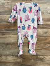 Just One You Penguin Print Blanket Sleeper Grey sz 12m