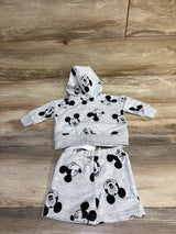 NWOT Disney Baby 2pc Mickey Mouse Zip Sweatshirt & Shorts Set Grey sz Newborn