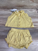 NEW Kate Quinn 2pc Bamboo Button-Front Shirt & Shorts Set Yellow sz 6-12m
