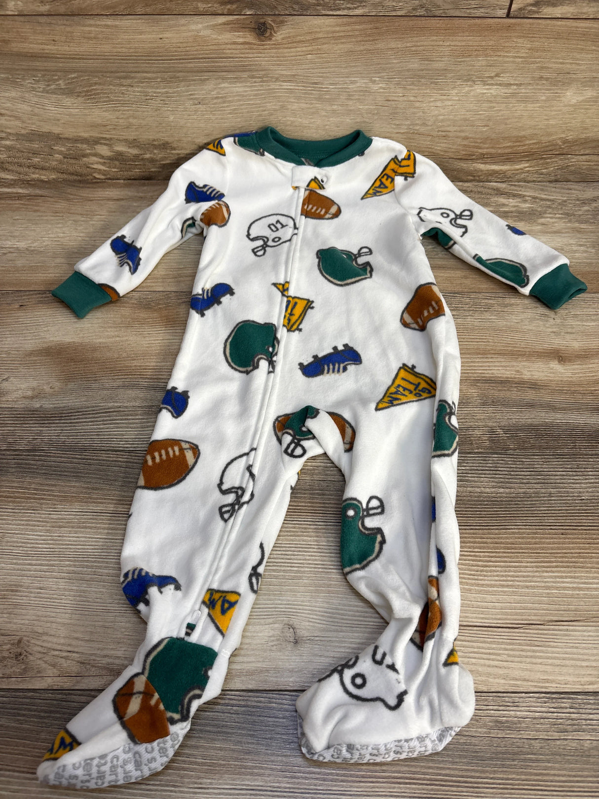Carter's Football Blanket Sleeper White sz 12m - Me n Mommy To Be