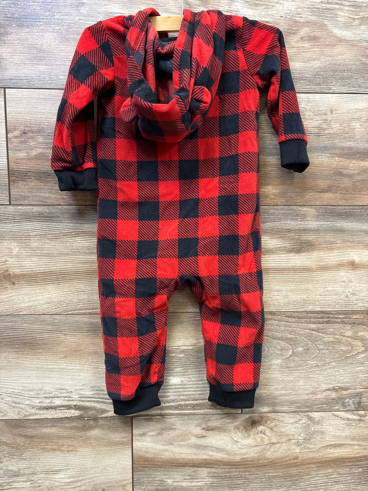Carter's Buffalo Plaid Hooded Coverall Red sz 18m