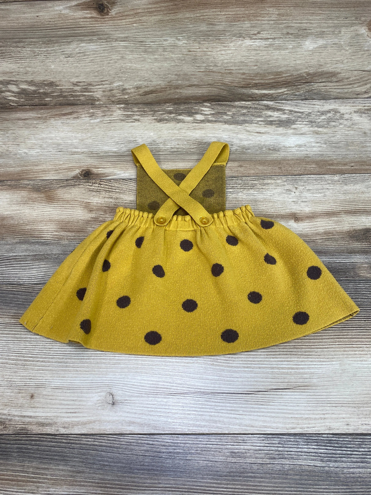 Zara Polka Dot Pinafore Dress Yellow sz 9-12m