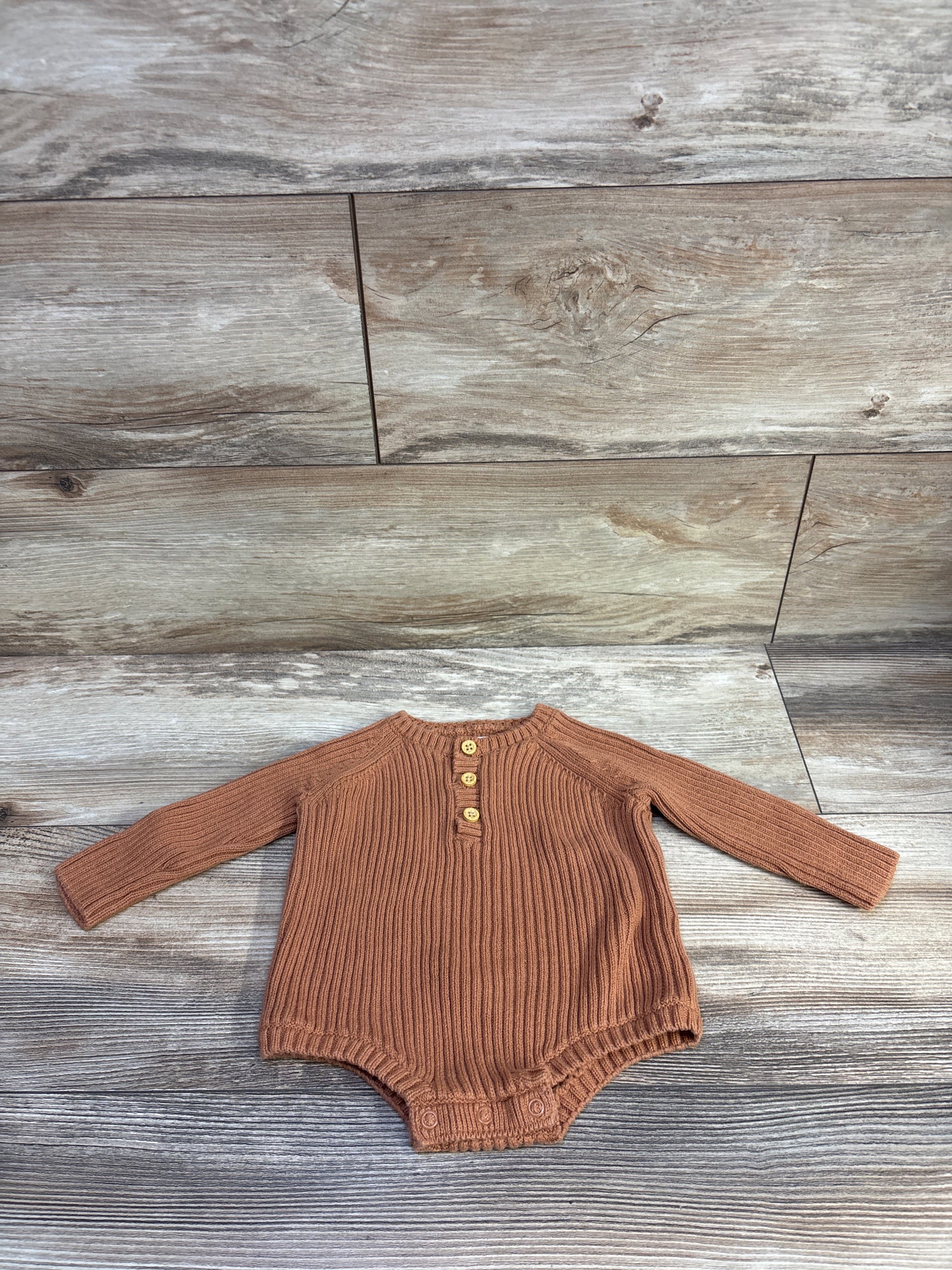 Little Planet Knit Henley Bodysuit Brown sz 3m