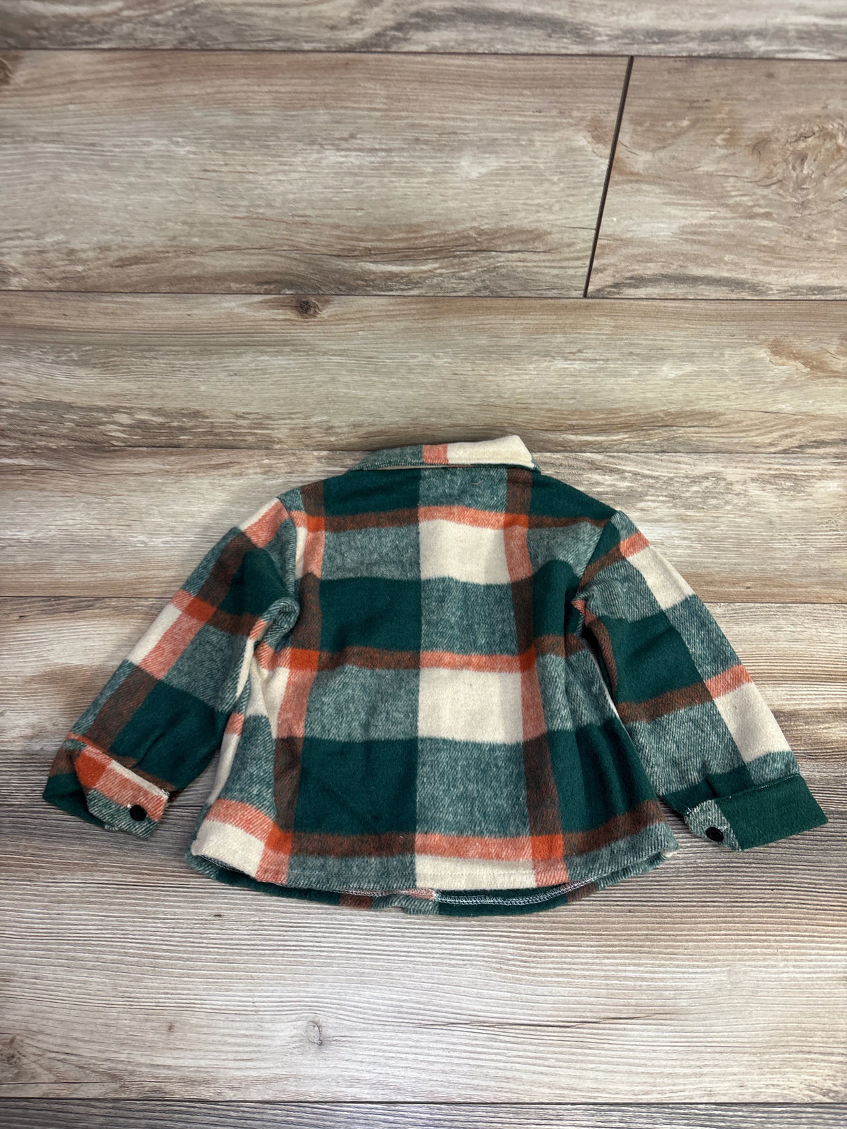 Shein Plaid Button Up Shaket Green sz 4T