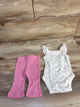 Chick Pea 2pc Tank Bodysuit & Ribbed Bottoms Set White sz 0-3m