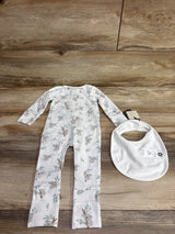 NEW Country Road Organic 2pc Koala Print Convertible Sleeper & Bib White sz 3-6m