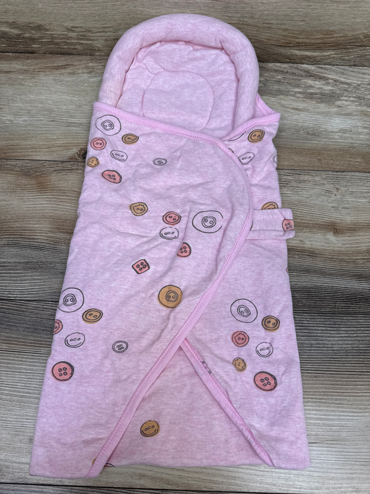Knirose Premium Soft Cotton Baby Swaddle Blanket in Button Peach Pink sz 3-6m