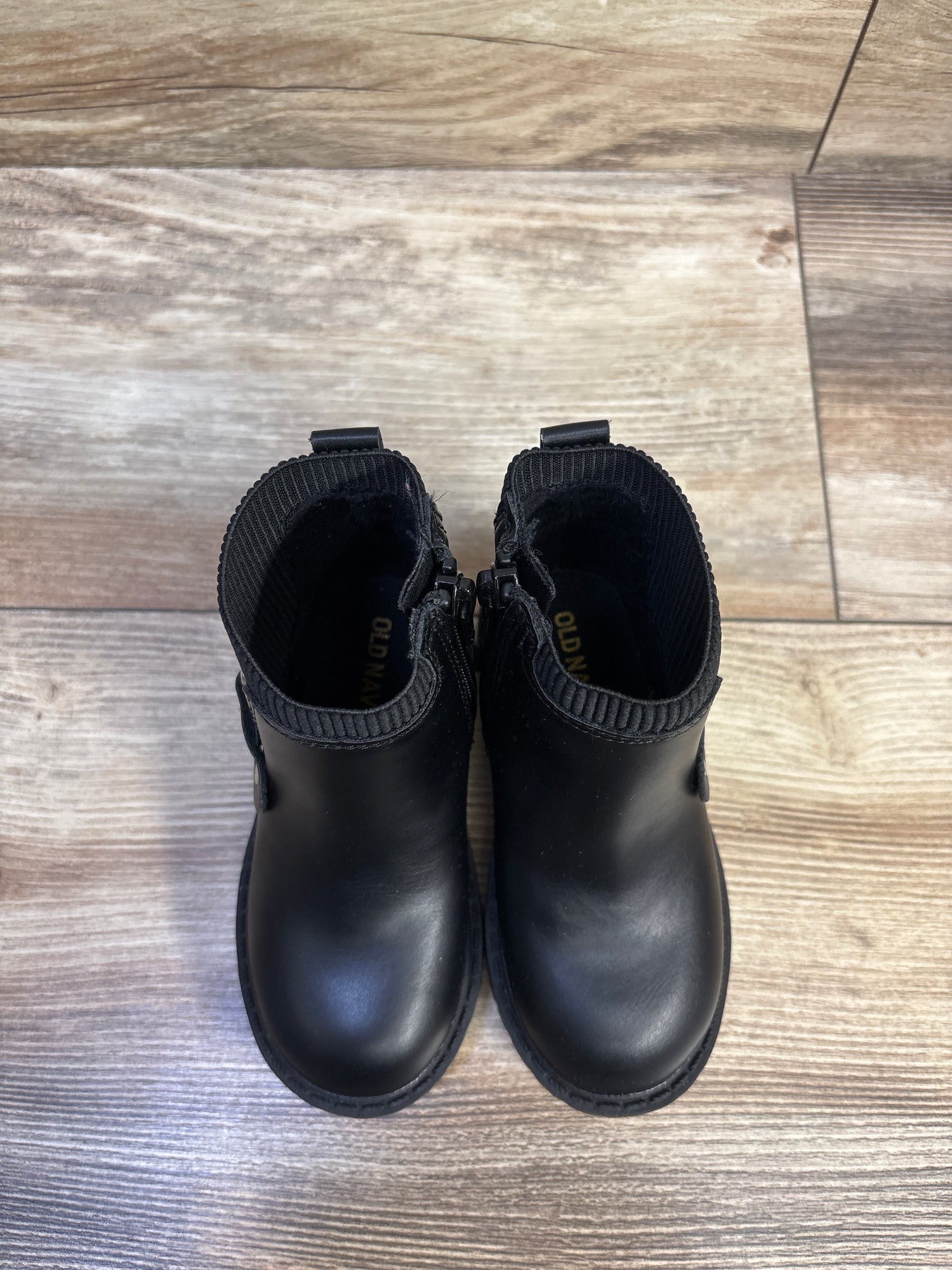Old Navy Faux Leather Zip Up Moto Boots Black sz 6c
